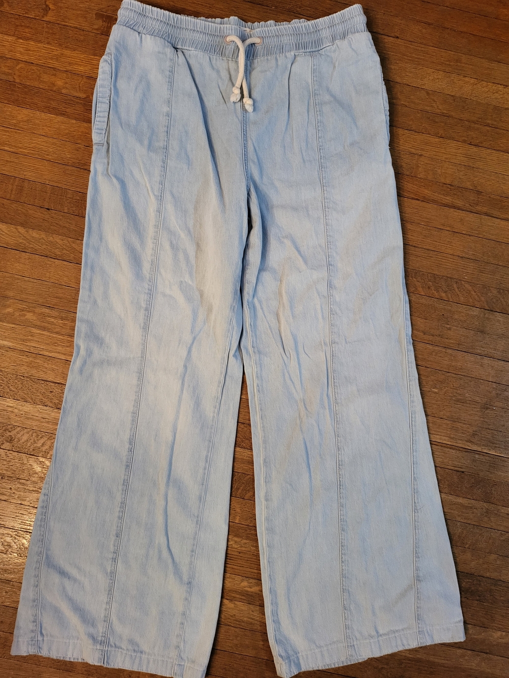 We The Free - Free People - Light Blue Wide-Leg Drawstring Jeans
